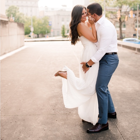 Strapless chiffon pleated jumpsuit - Picture 5 of 5